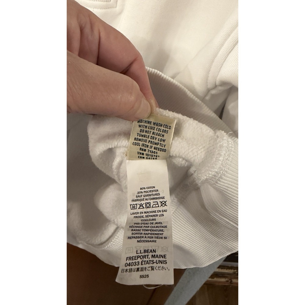 LL Bean White Heavyweight Cropped Women's Small 1/2 Zip Long Sleeve - Picture 4 of 7
